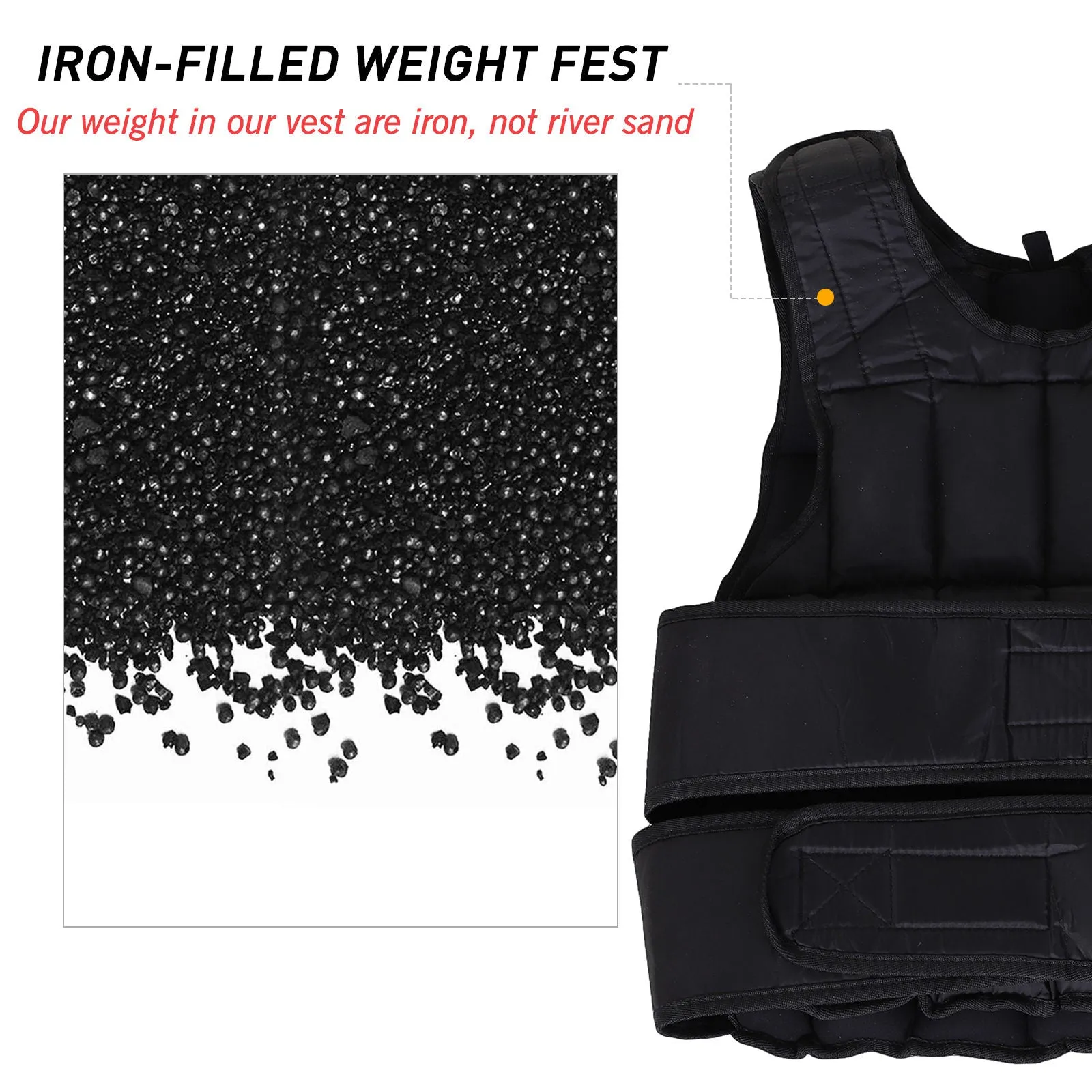 10kg Metal Sand Weight Adjustable Unisex Trainer Vest Black/Red