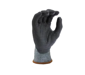 18G Blue Turnbull Shell(ANSI CUT A2), Black Micro-Foam Nitrile 3/4 Coated Gloves With Nitrile Dots