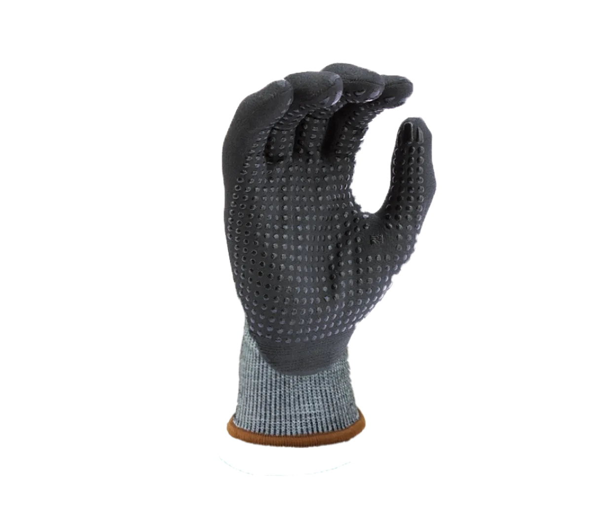 18G Blue Turnbull Shell(ANSI CUT A2), Black Micro-Foam Nitrile 3/4 Coated Gloves With Nitrile Dots