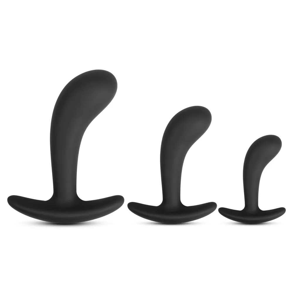 3 Pcs Black Silicone Anal Butt Plug Set ( Type III )