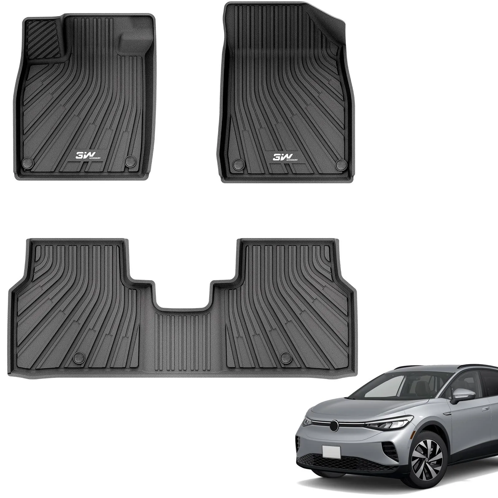 3W Volkswagen ID.4 2021-2023 Custom Floor Mats TPE Material & All-Weather Protection