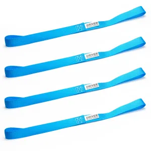 4 Pack 18" Soft Loop Tie-Down Straps, Ratchet Hook Extension in Blue