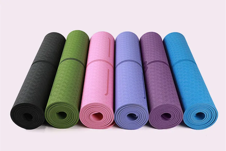 72"x 24" Thickness 6mm Eco Friendly TPE Yoga Mat with Carrying Strap