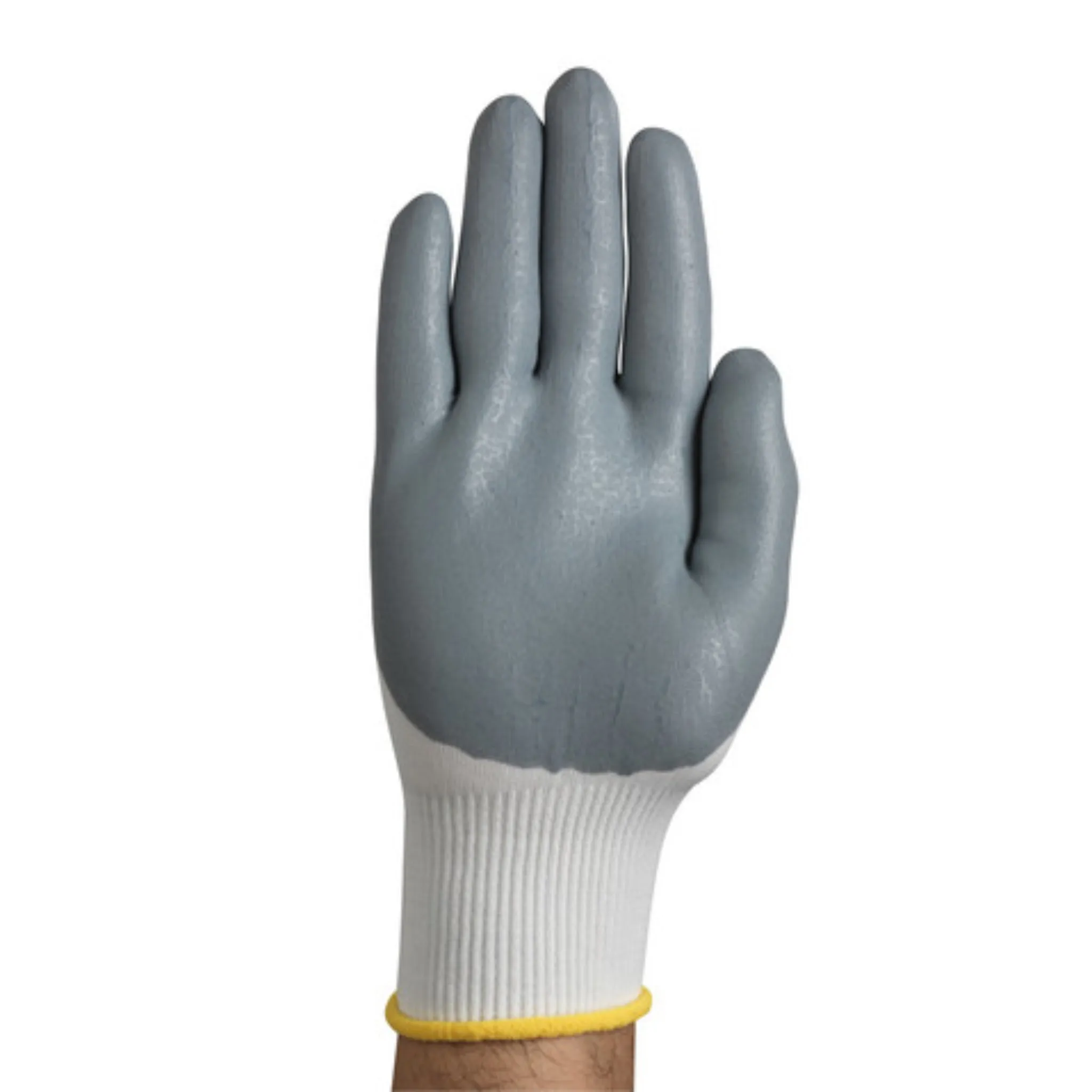 Ansell HyFlex 103333 11-800-9-L Industrial Nitrile Coated Gloves, White, Large - 9, 1 Pair