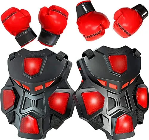 ArmoGear Electronic Boxing Toy 3 Play Modes 2 Pairs Gloves Toy for Teens 8 Red