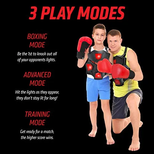 ArmoGear Electronic Boxing Toy 3 Play Modes 2 Pairs Gloves Toy for Teens 8 Red