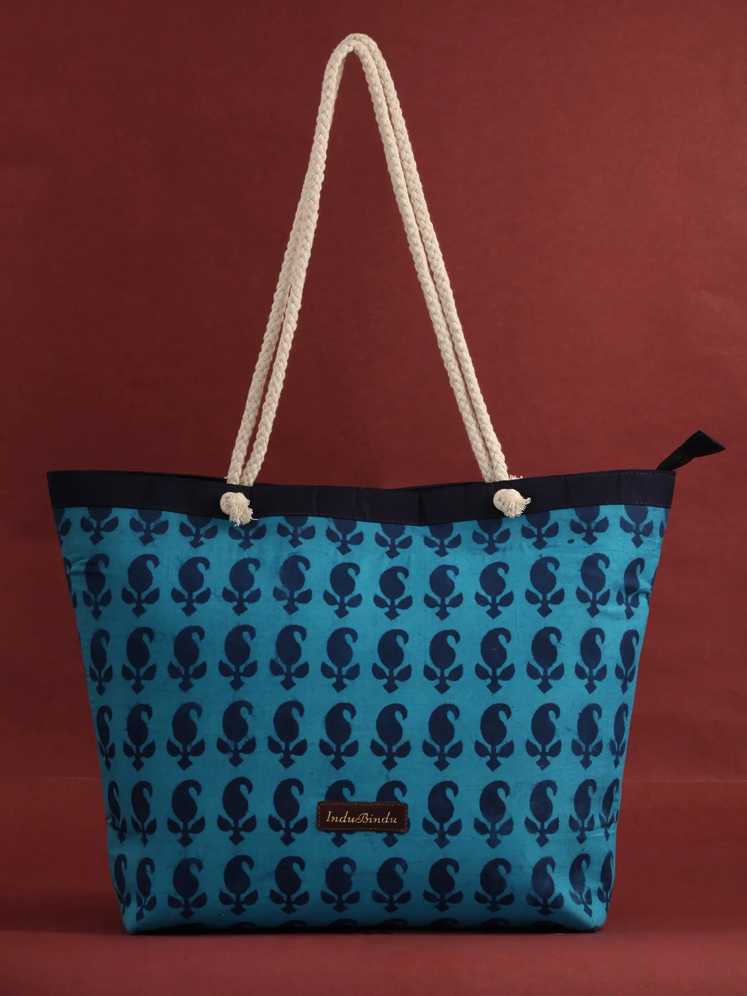 Blue Hand Block Printed Tote Bag - B0809