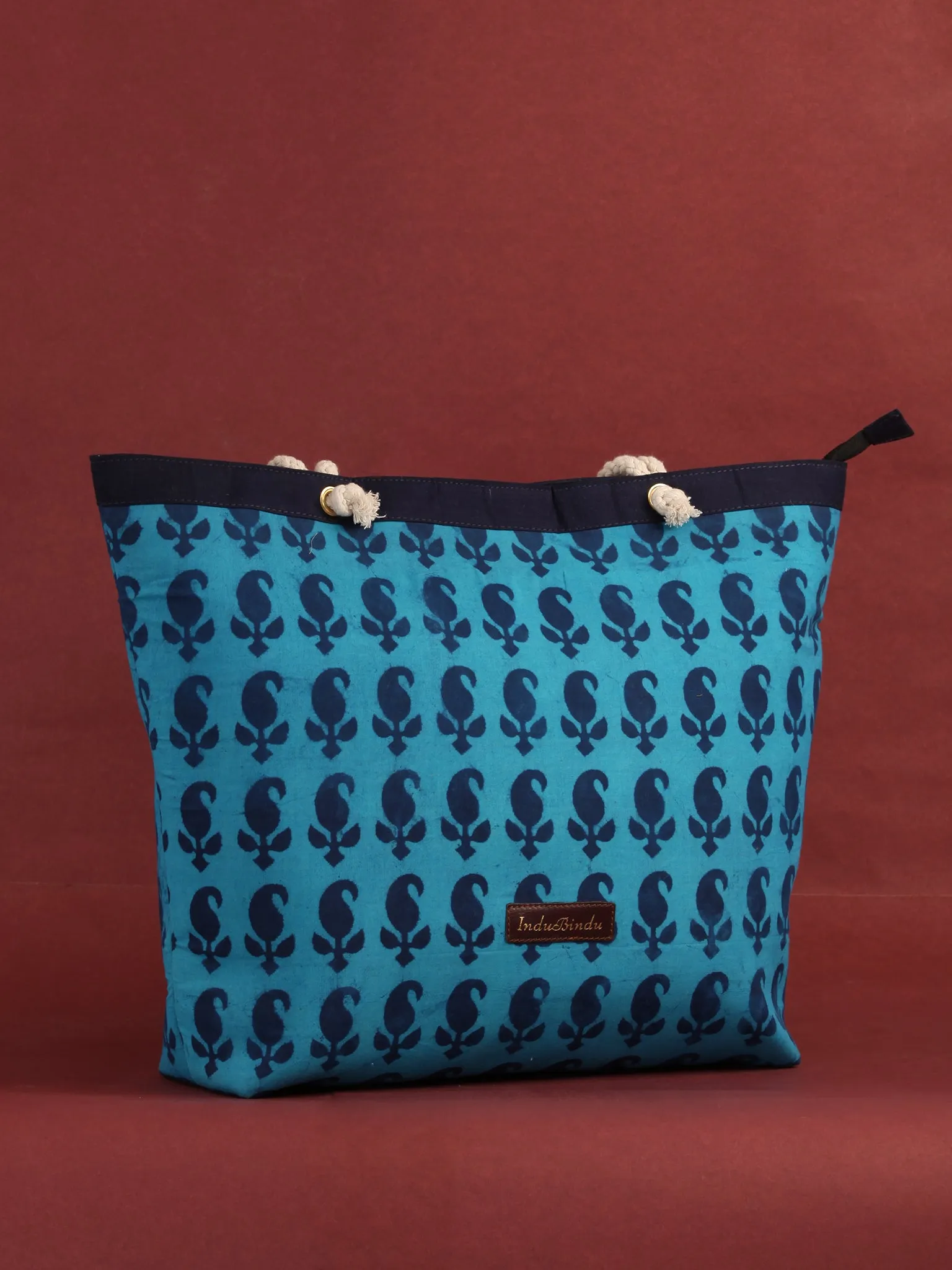 Blue Hand Block Printed Tote Bag - B0809