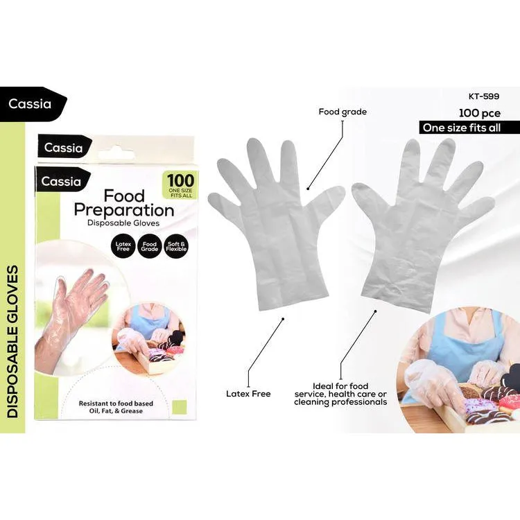 Cassia Disposable Gloves - Food Grade x 100pce