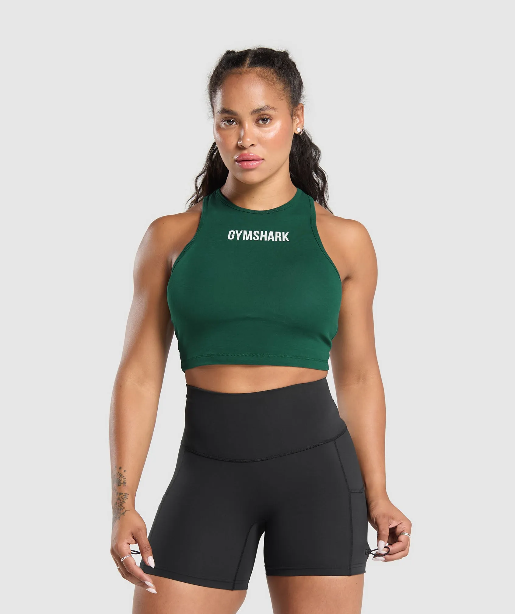 Gymshark Training Department Graphic Cropped Tank - Conditioning Green