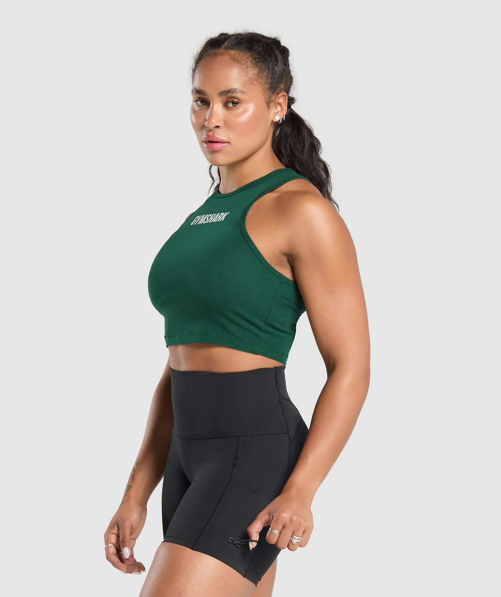 Gymshark Training Department Graphic Cropped Tank - Conditioning Green