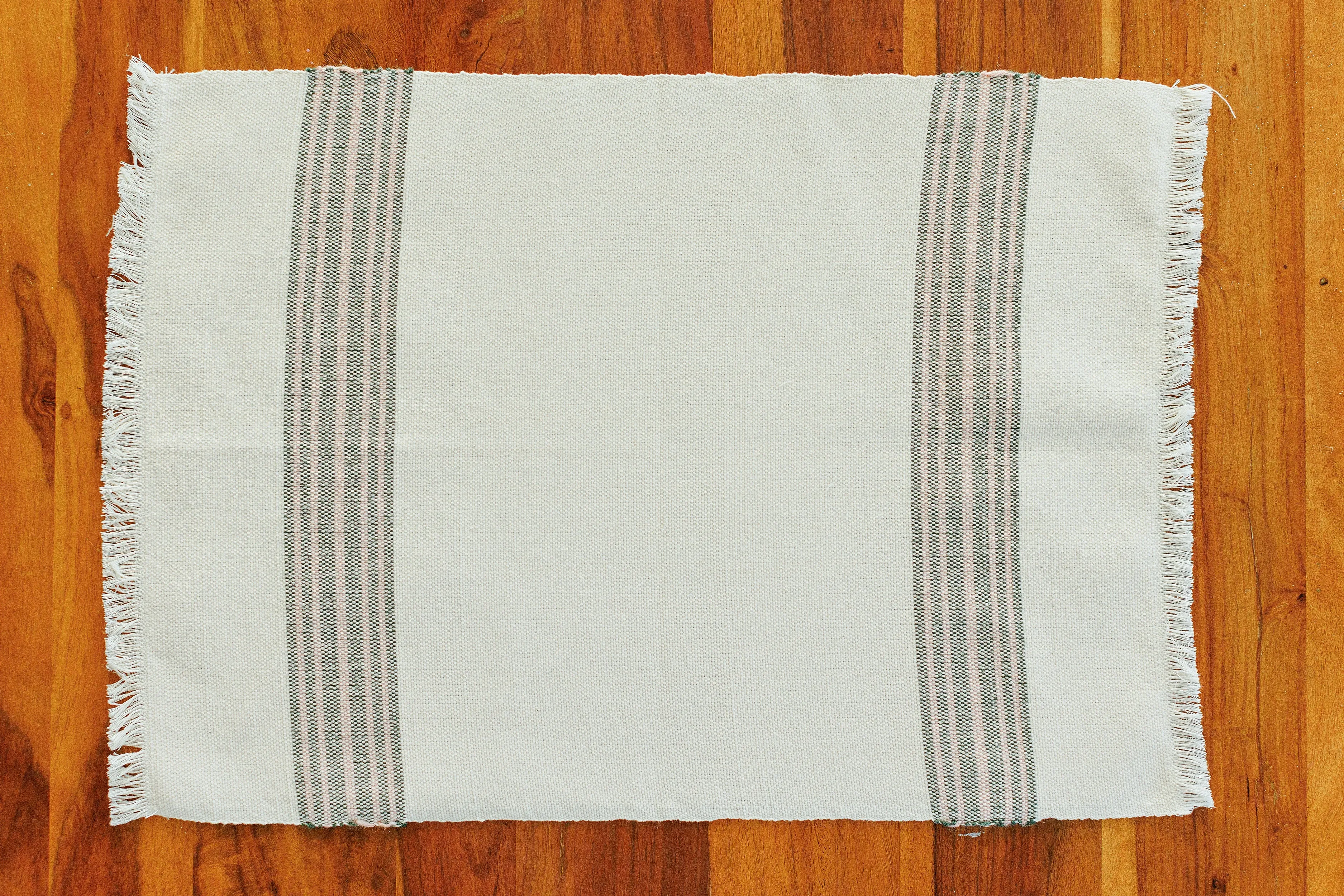 Hand Woven Placemat - Olive and Rose