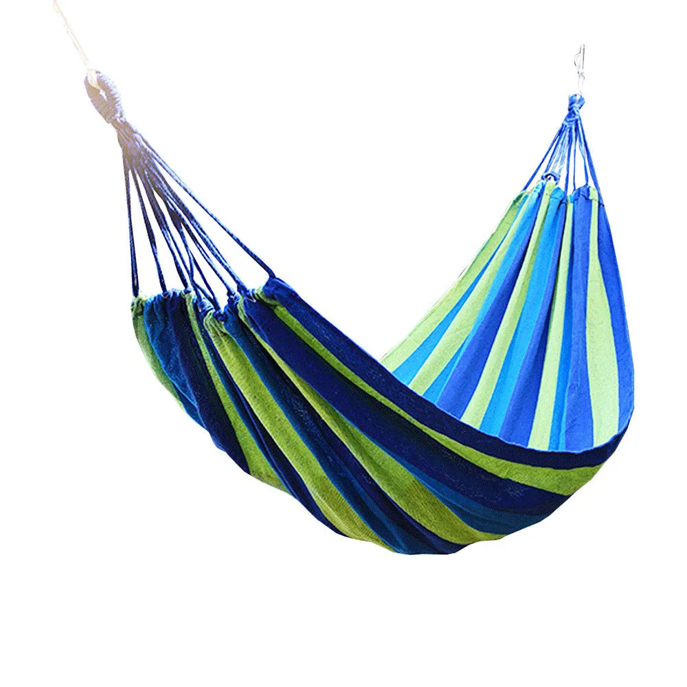 Huge Double Cotton Fabric Hammock Air Chair Hanging Swinging Camping Outdoor - blue