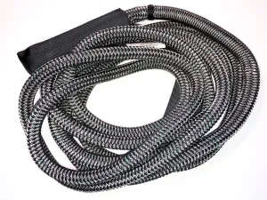 JM RIGGING 3/4" x 20FT Kinetic Recovery Rope, BLK Coated w/ 8" Eyes & BLK Protective Sleeve