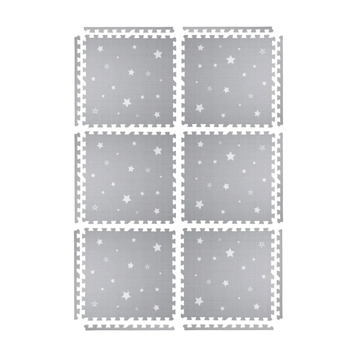 Kind and Me Dreamy White Stars Set in Grey Playmat (Set of 6)