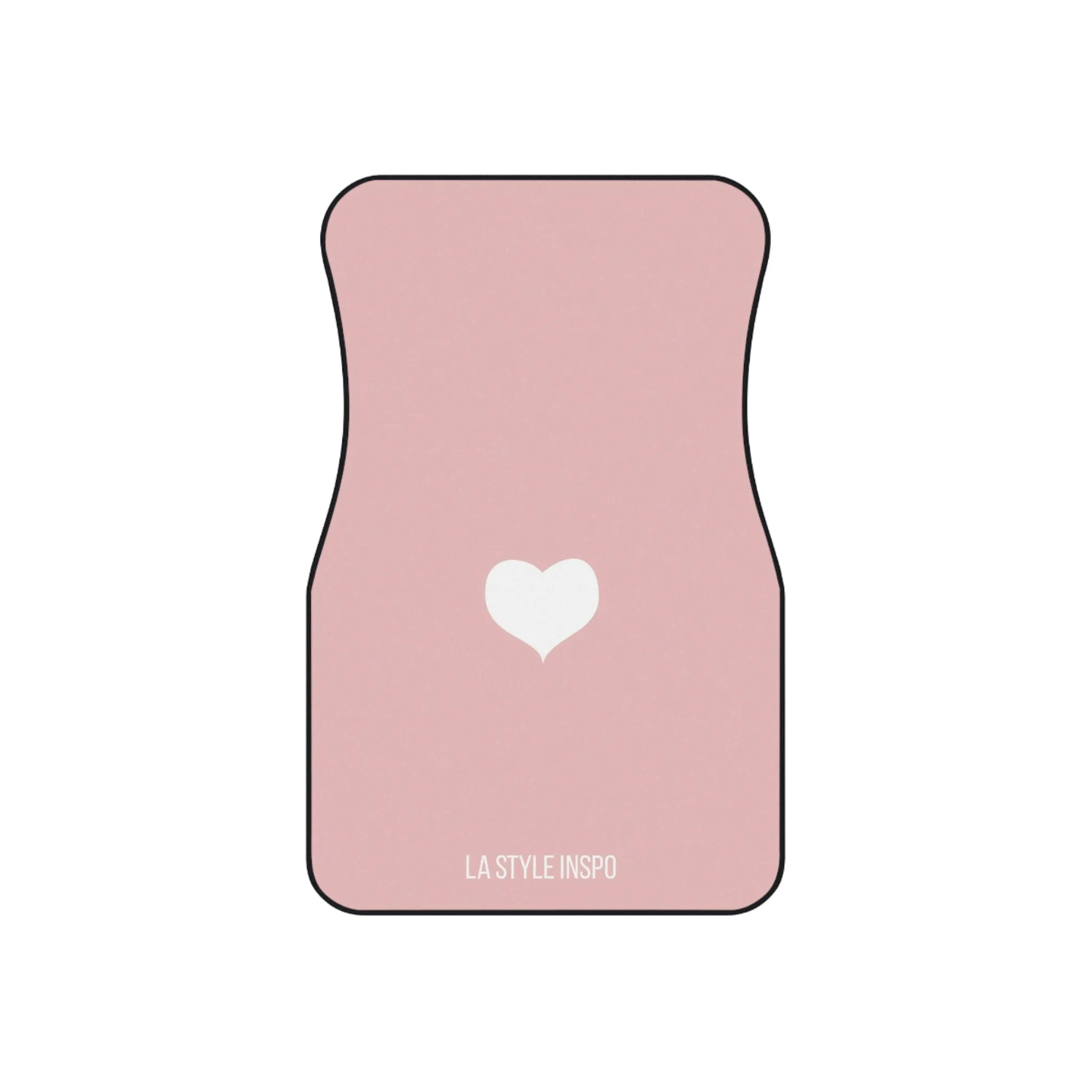 LA Style Inspo Car Mat Set (2 Front Mats) – Pink with White Heart Design