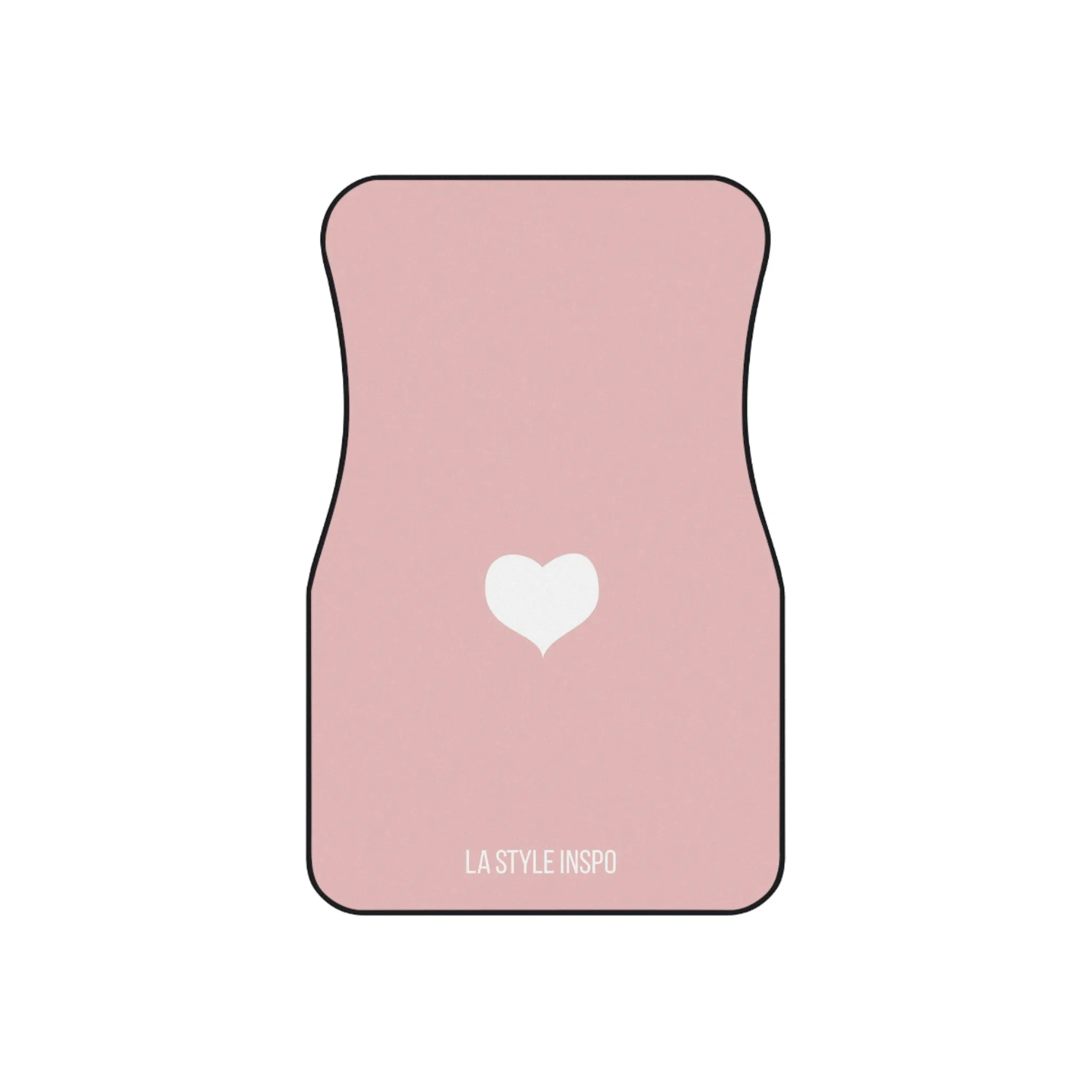 LA Style Inspo Car Mat Set (2 Front Mats) – Pink with White Heart Design