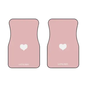 LA Style Inspo Car Mat Set (2 Front Mats) – Pink with White Heart Design