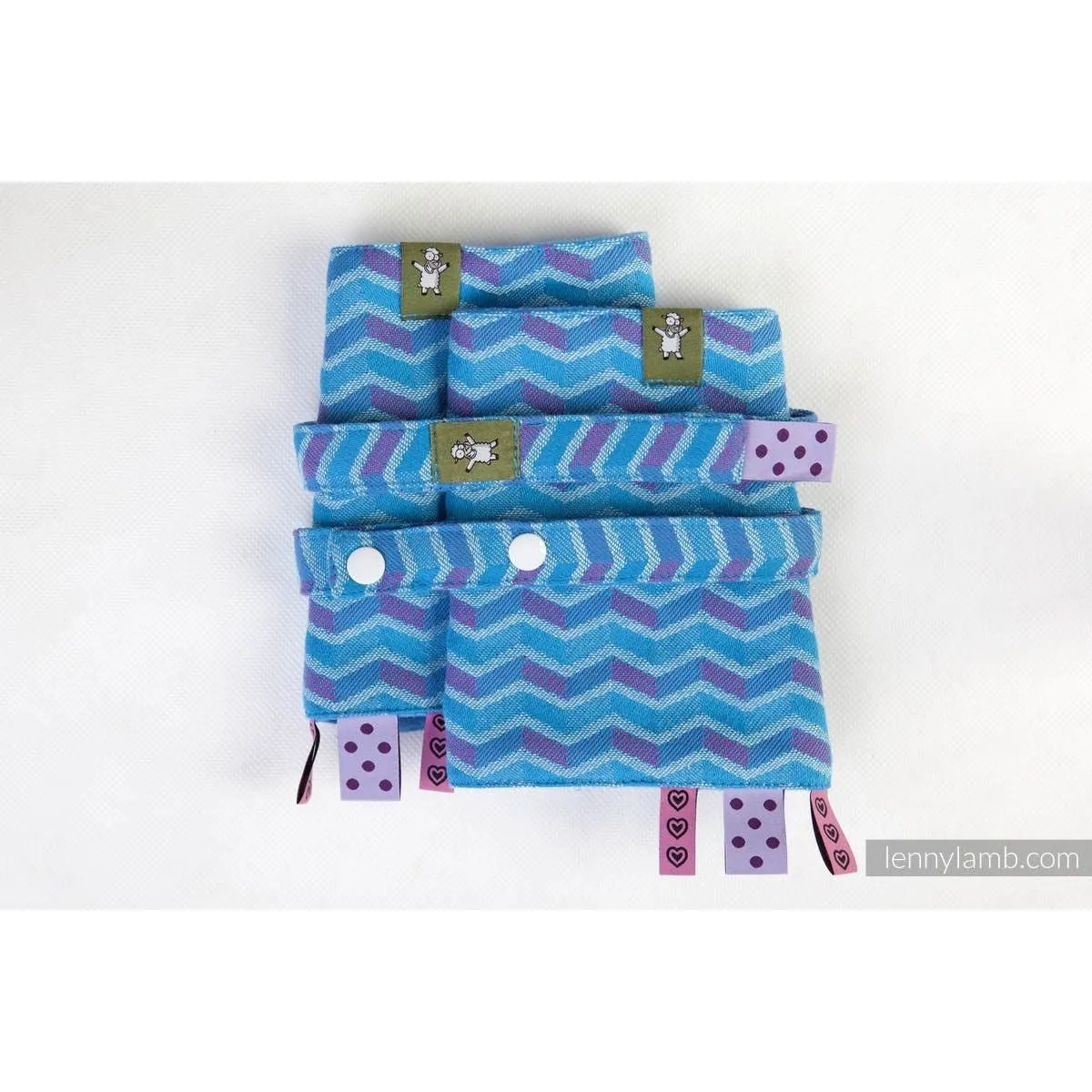 Lenny Lamb - Suck Pads and Reach Strap Set - Zig Zag Turquoise & Pink