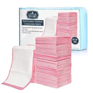 Little Story Disposable Diaper Changing Mats - Pack of 100pcs  (Pink)