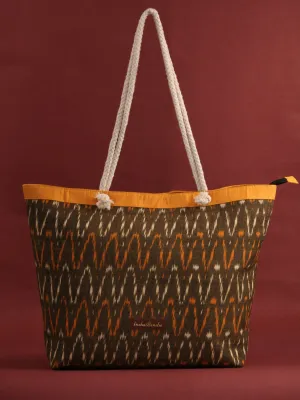 Mustard Brown Ikat Tote Bag - B0810