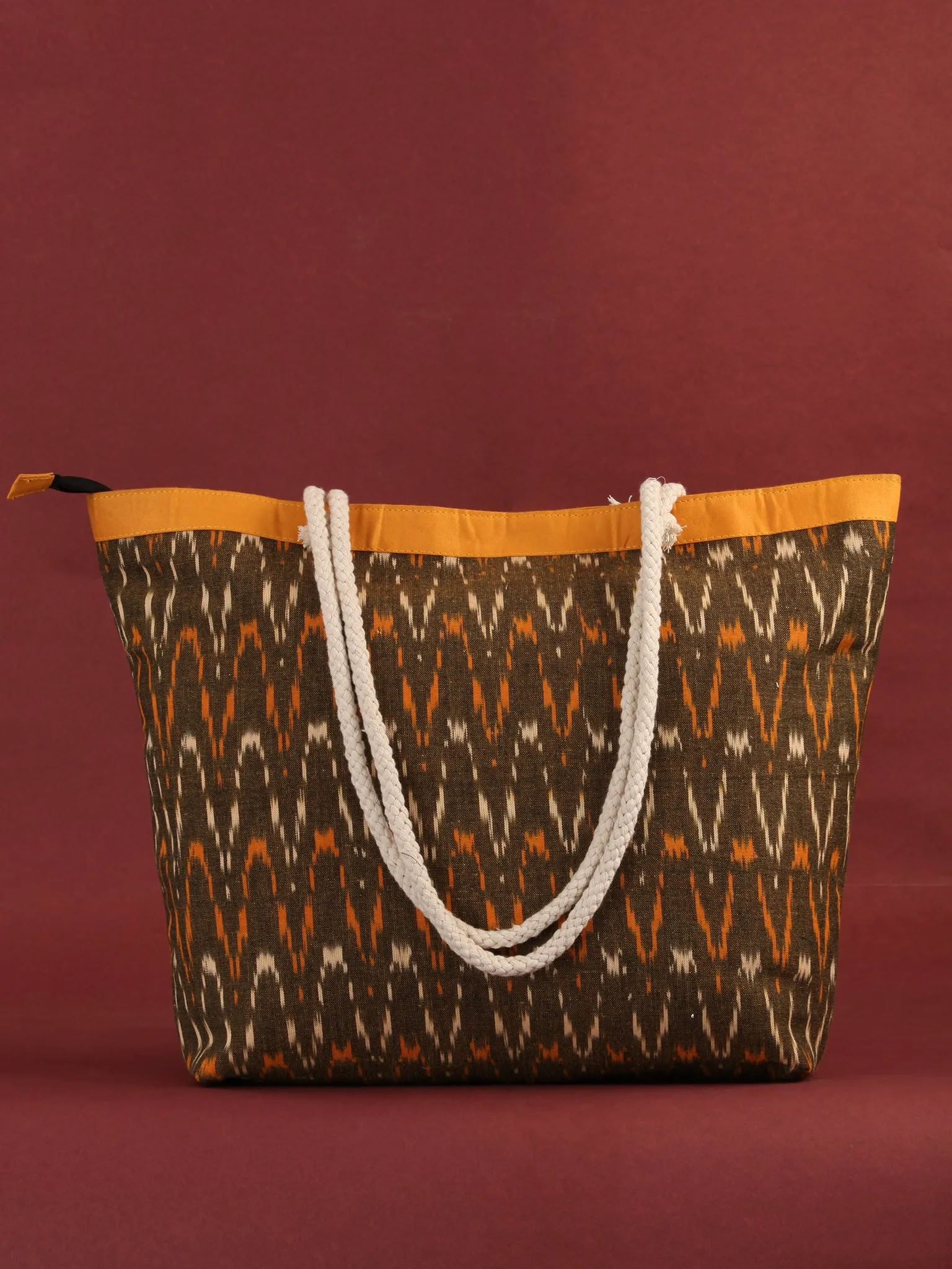 Mustard Brown Ikat Tote Bag - B0810