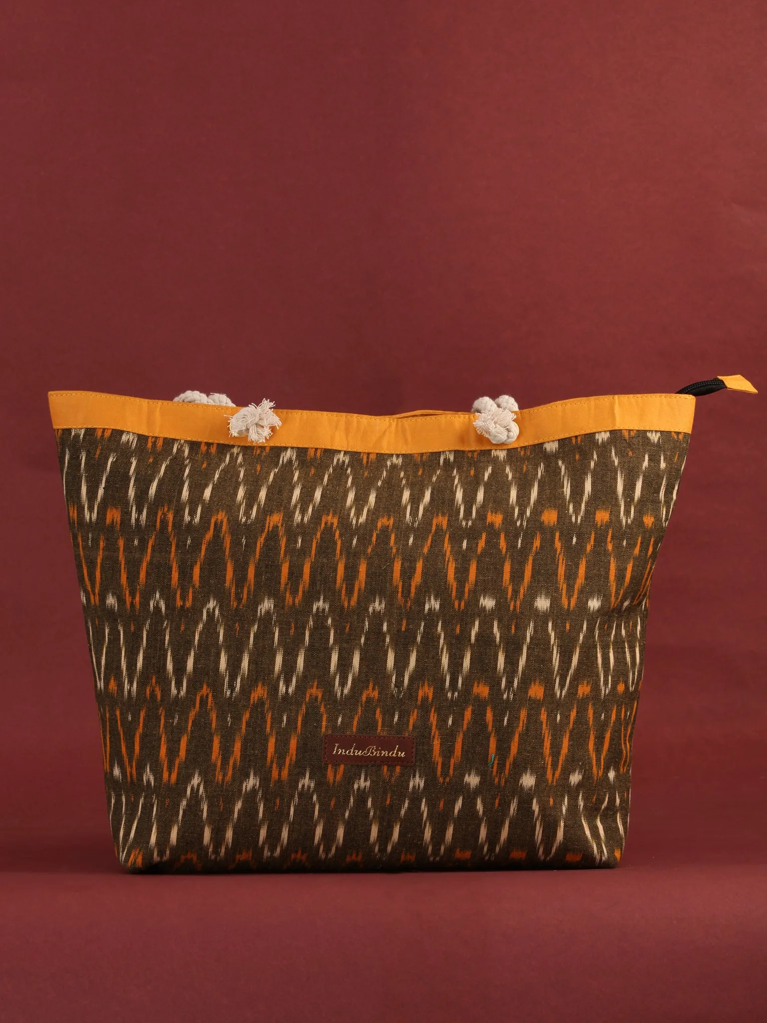 Mustard Brown Ikat Tote Bag - B0810