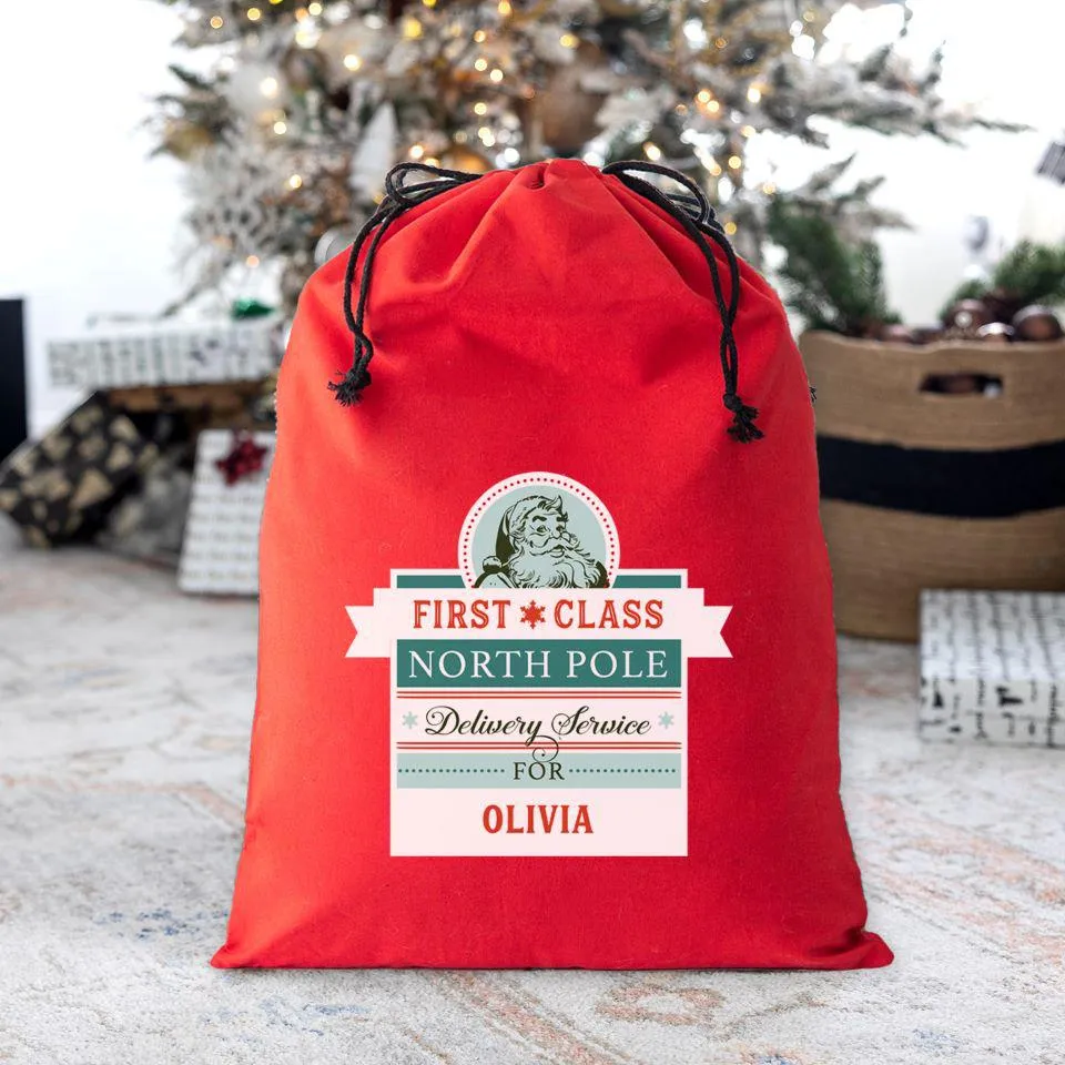 Personalized Christmas Cotton Santa Bags