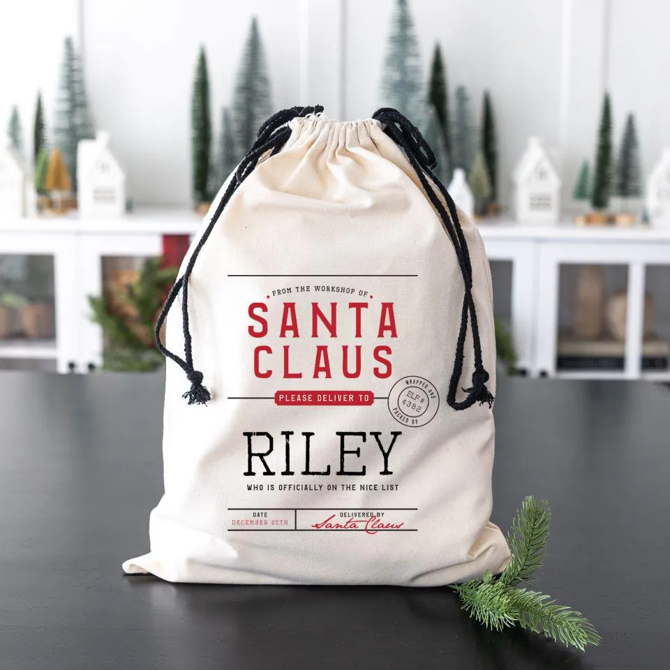 Personalized Christmas Cotton Santa Bags