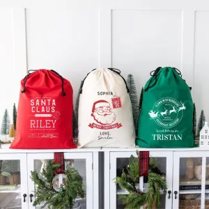 Personalized Christmas Cotton Santa Bags