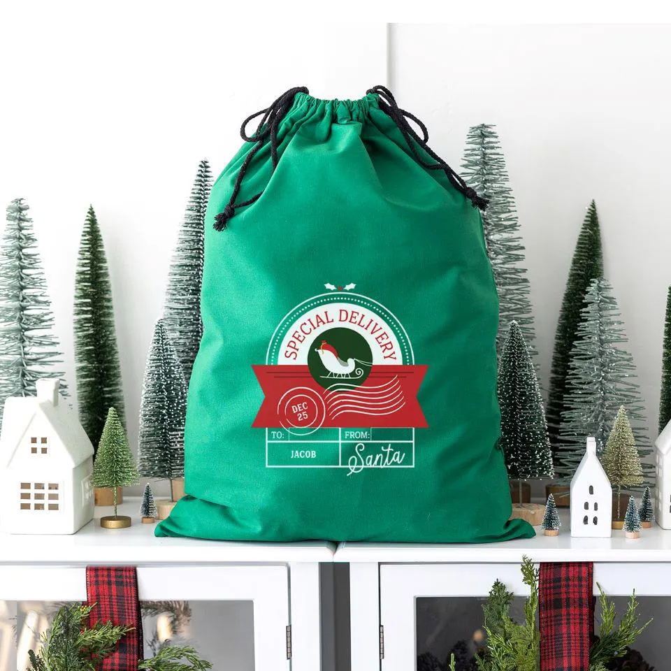 Personalized Christmas Cotton Santa Bags