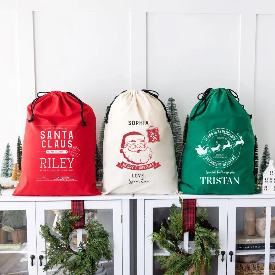 Personalized Christmas Cotton Santa Bags