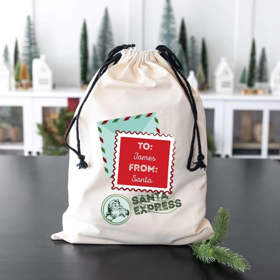 Personalized Christmas Cotton Santa Bags