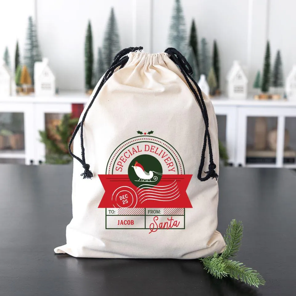 Personalized Christmas Cotton Santa Bags