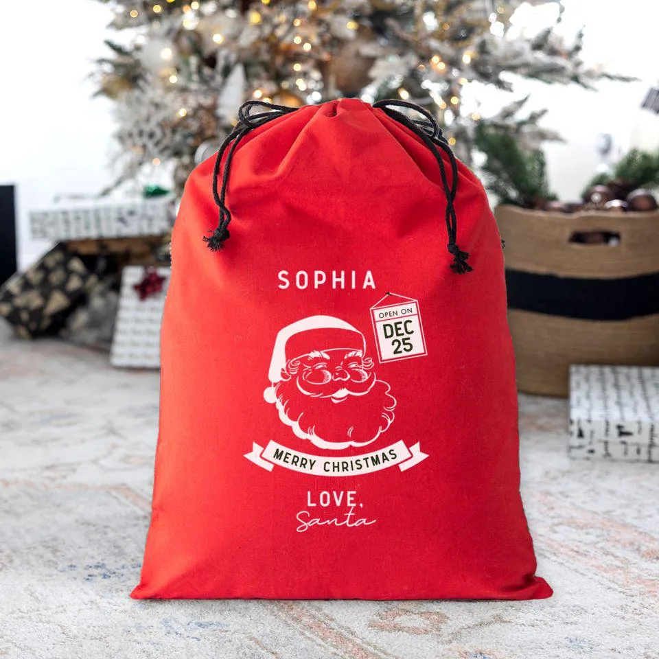 Personalized Christmas Cotton Santa Bags