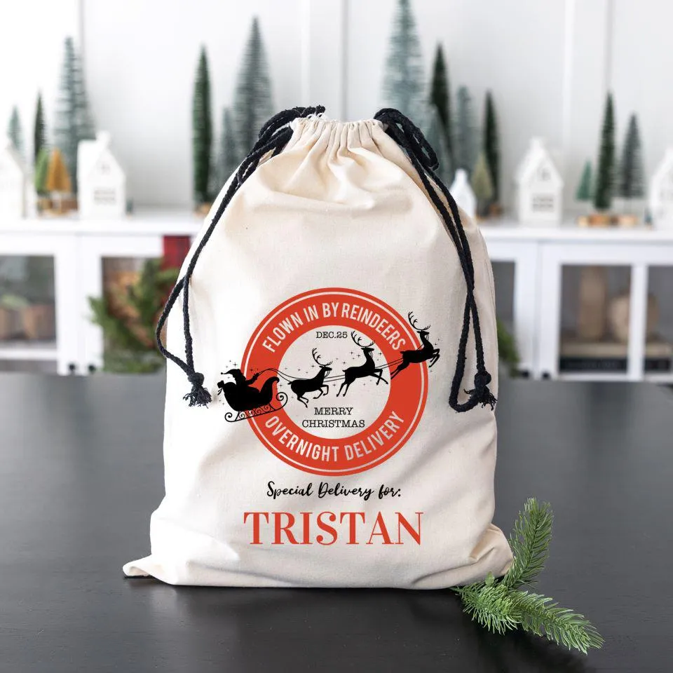 Personalized Christmas Cotton Santa Bags