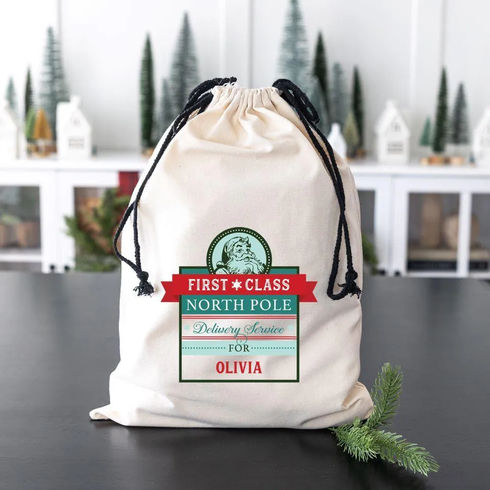 Personalized Christmas Cotton Santa Bags