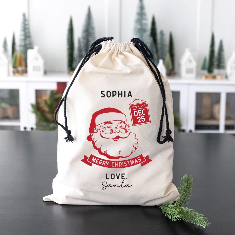 Personalized Christmas Cotton Santa Bags