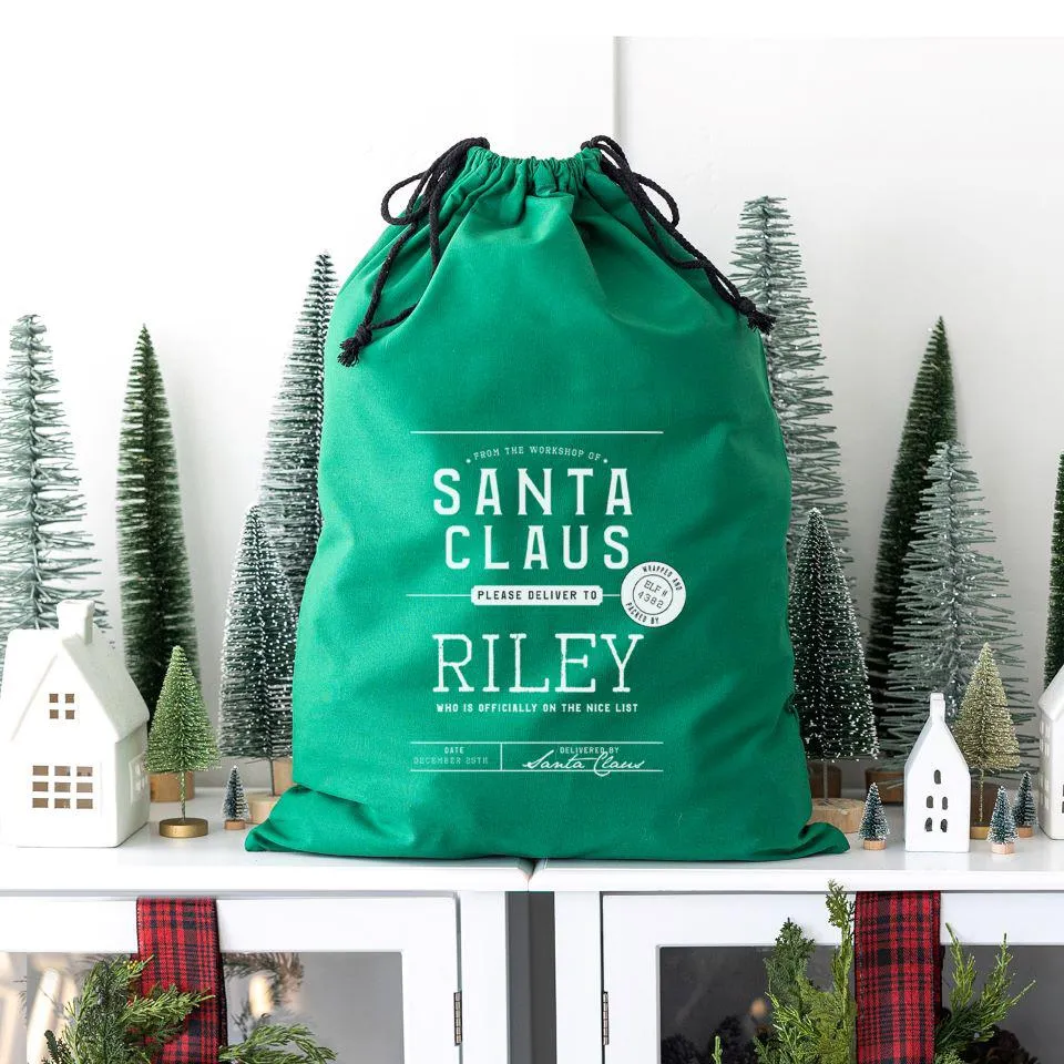 Personalized Christmas Cotton Santa Bags