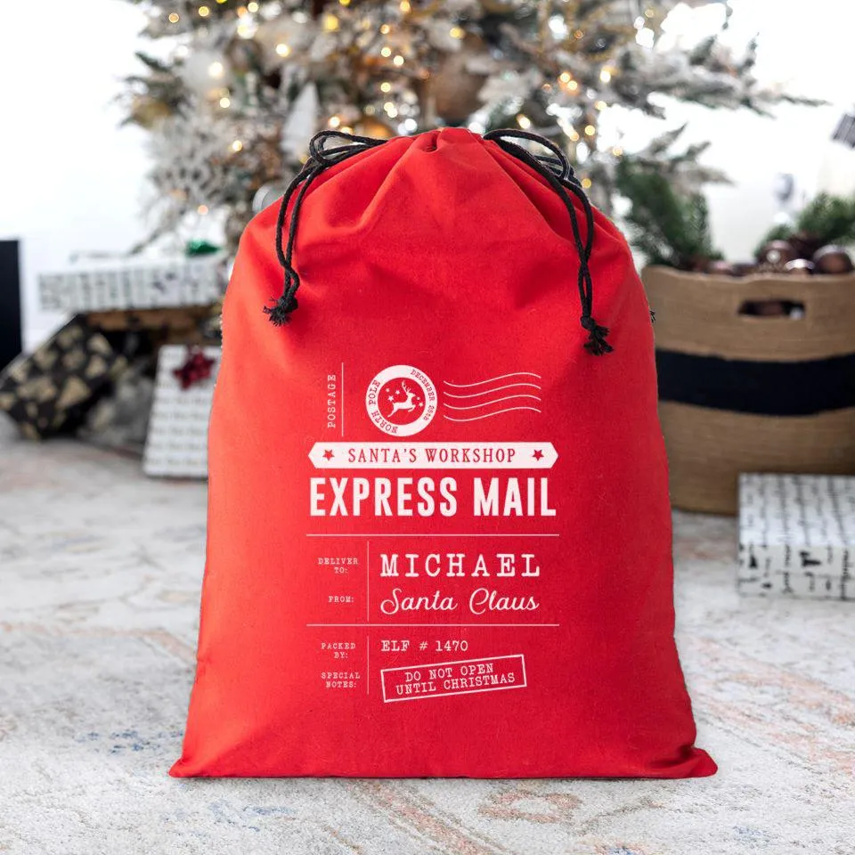 Personalized Christmas Cotton Santa Bags