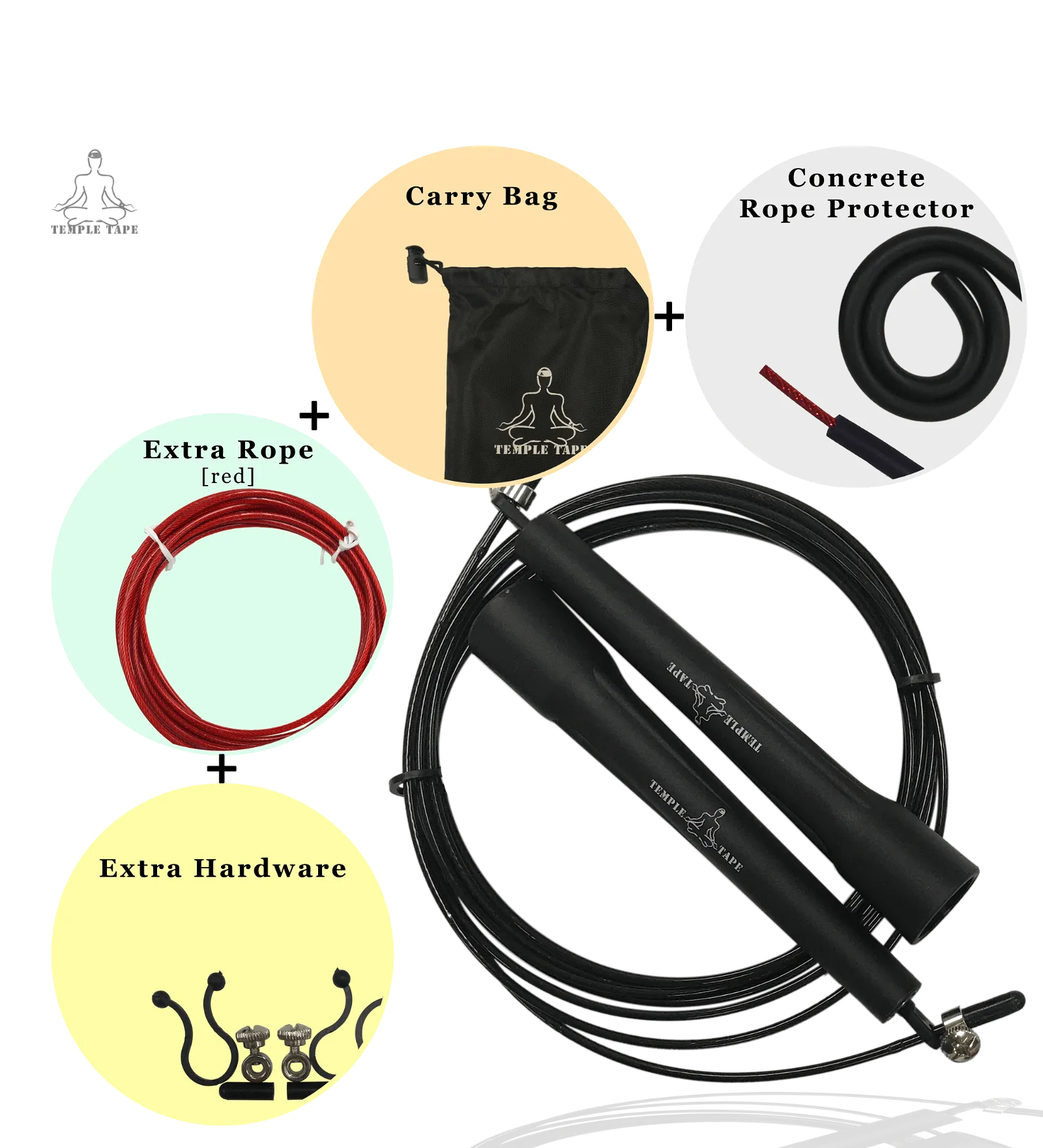 Premium Speed Jump Rope bundle - includes 2 Adjustable ropes, Carry Bag and Extra Parts