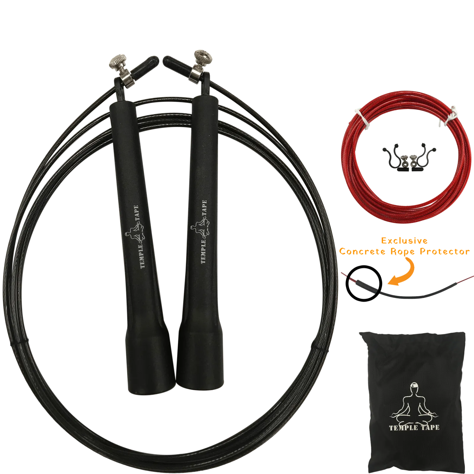 Premium Speed Jump Rope bundle - includes 2 Adjustable ropes, Carry Bag and Extra Parts