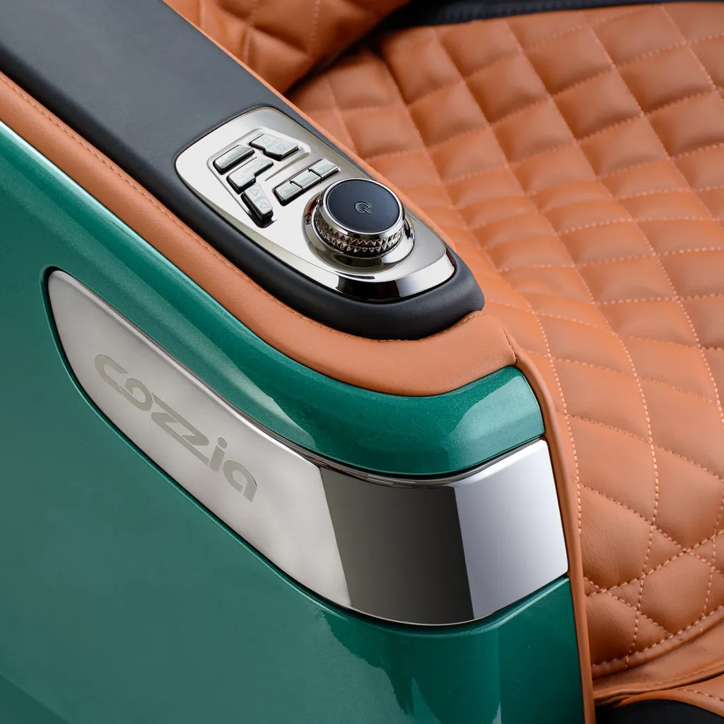 Qi™ XE Pro Massage Chair in Emerald Green and Cappuccino