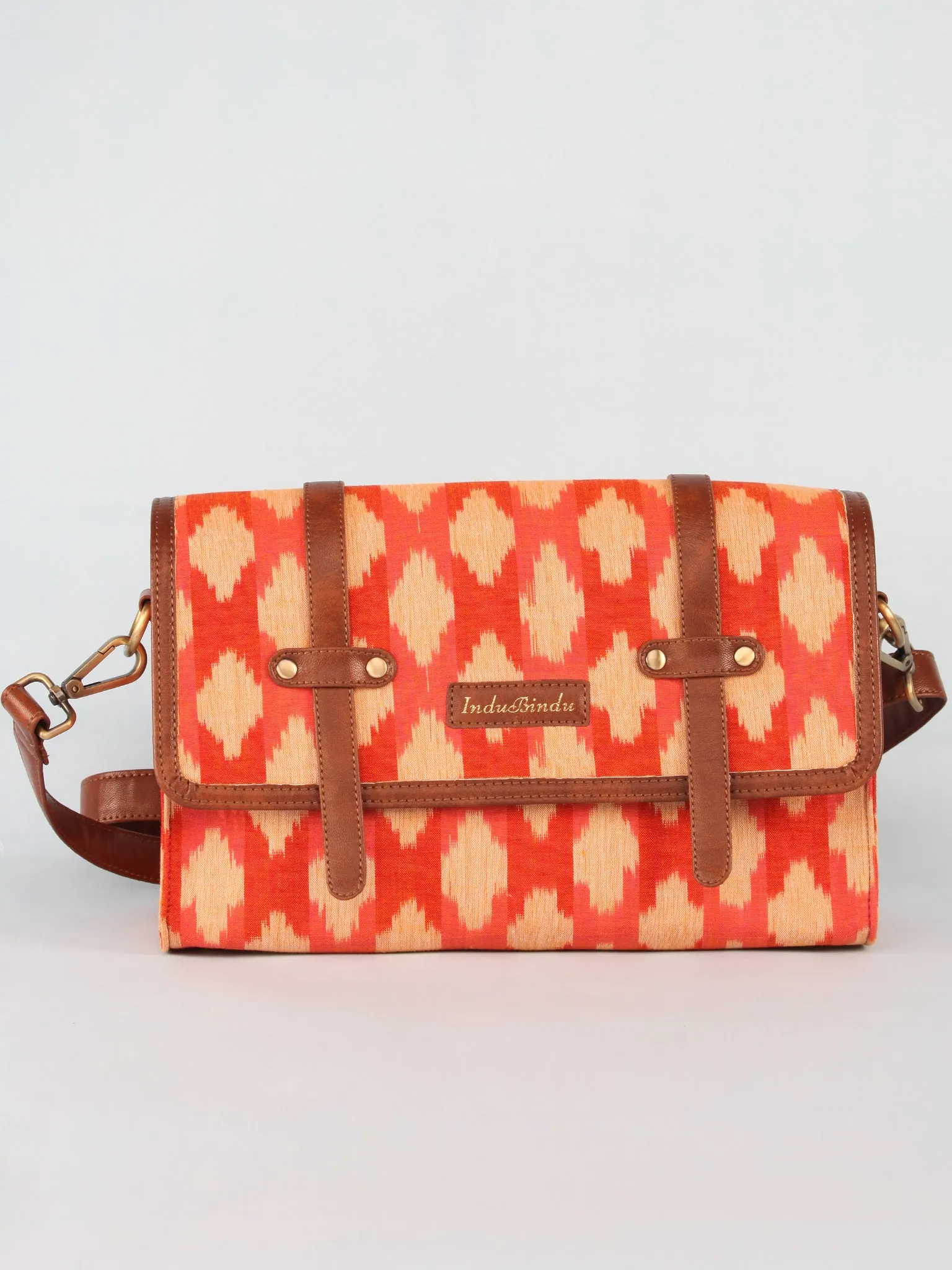 Rust beige Hand Block Printed Sling Bag - B01002