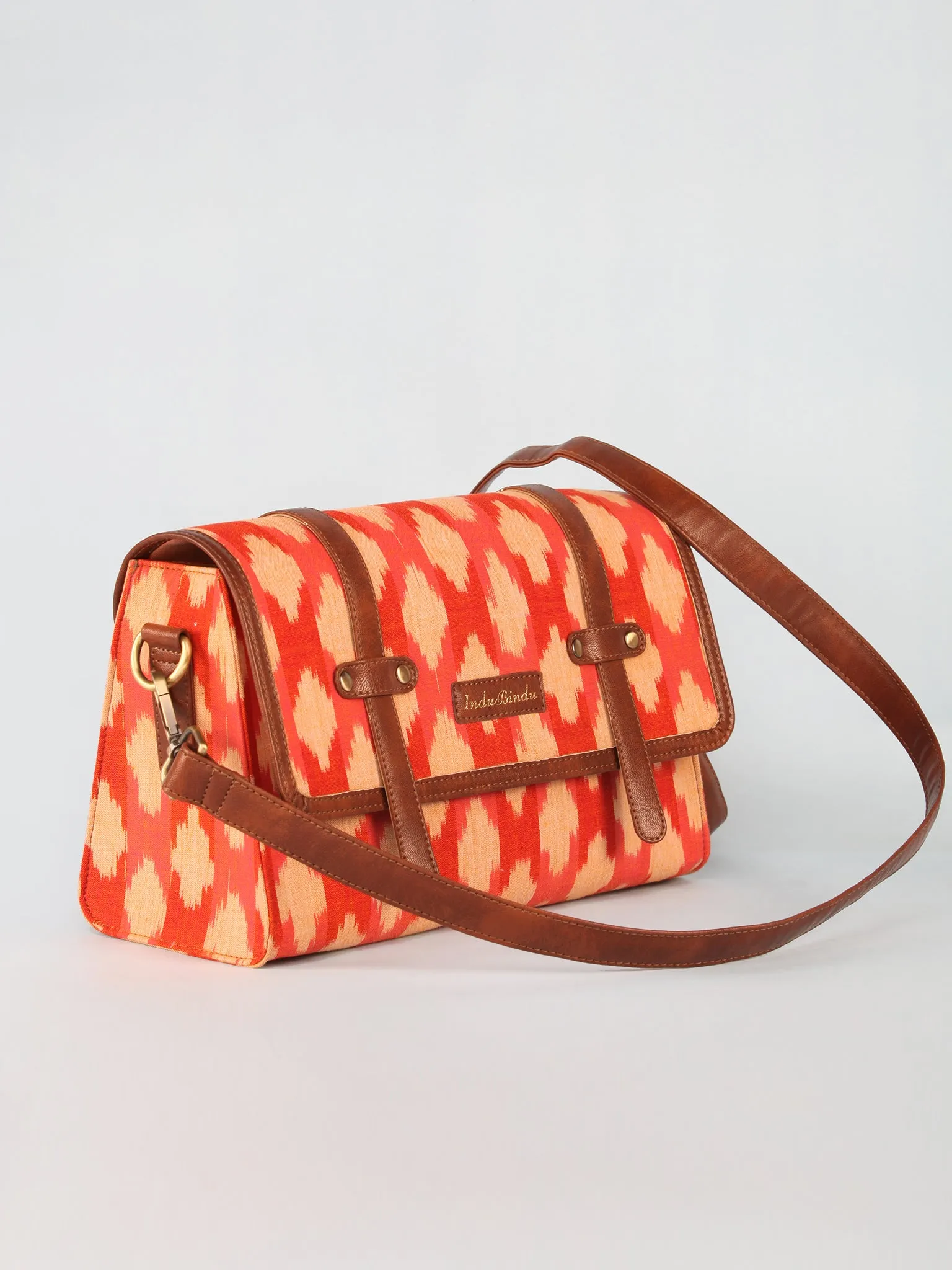 Rust beige Hand Block Printed Sling Bag - B01002