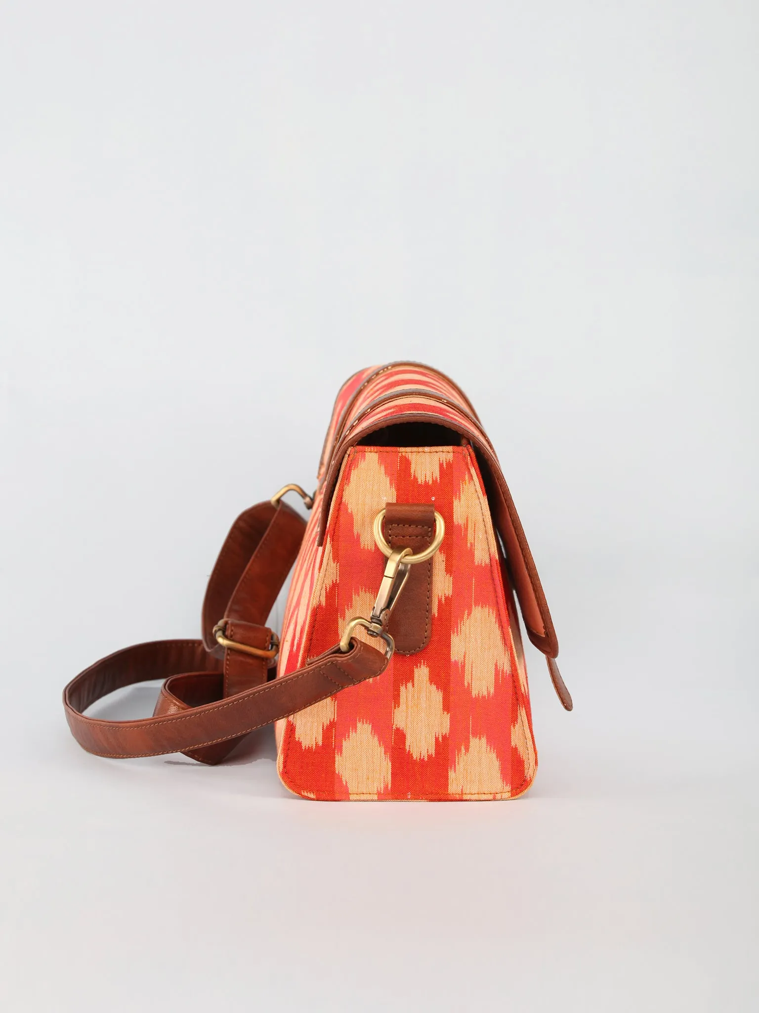 Rust beige Hand Block Printed Sling Bag - B01002