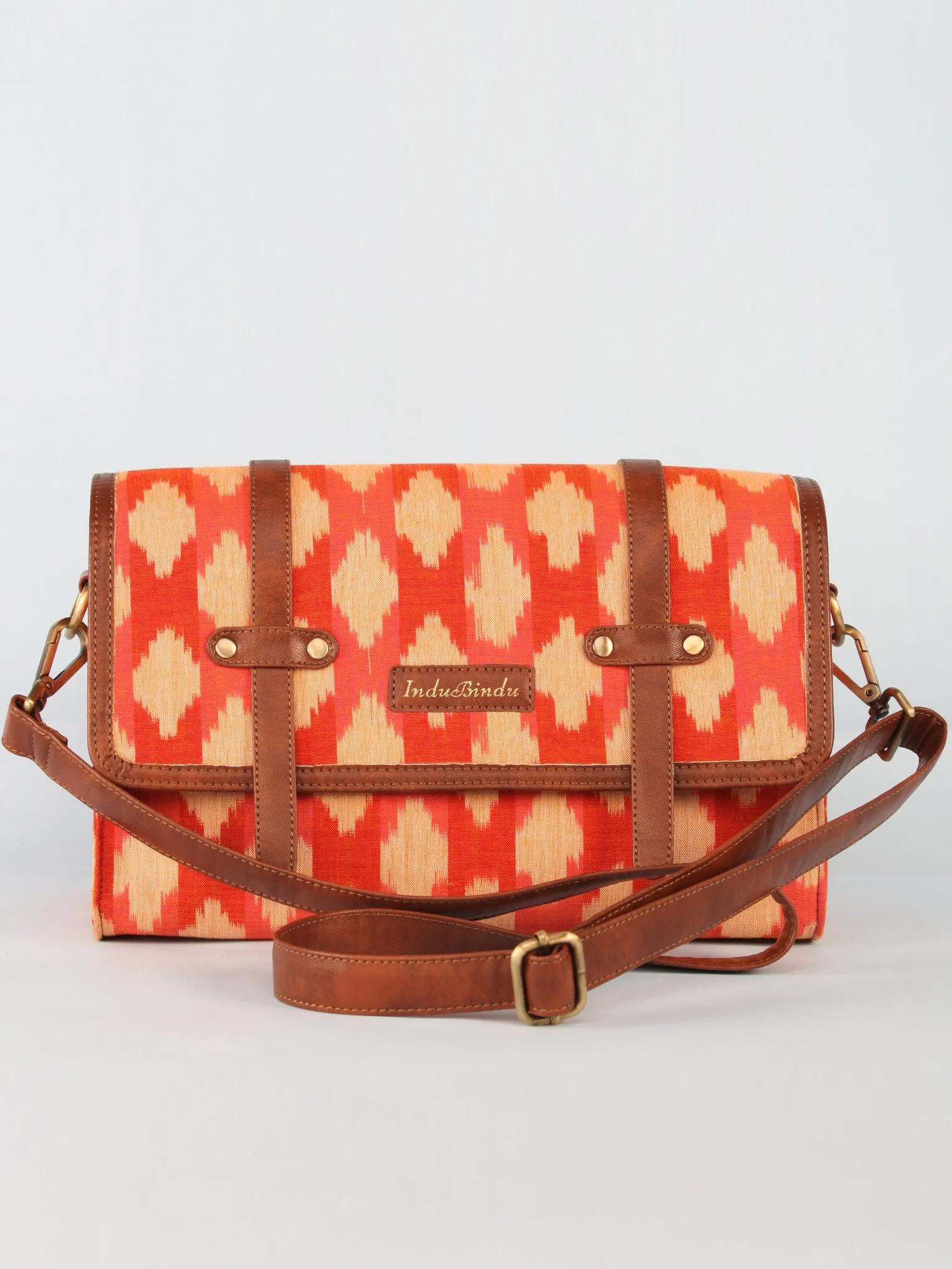 Rust beige Hand Block Printed Sling Bag - B01002