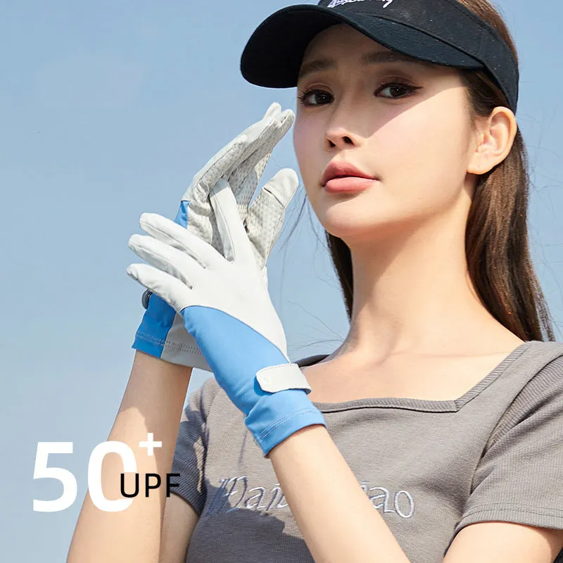 Sidiou Group Anniou Fashion Ice Silk Gloves Sun Protection Summer Outdoor Bike Cycling Hand Gloves Women Patchwork UV Protection Golf Gloves