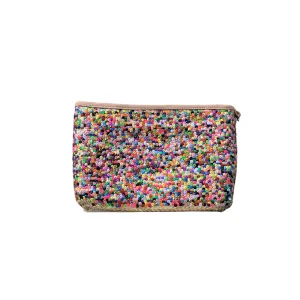 Straw Clutch with Multi-Colored Sequins