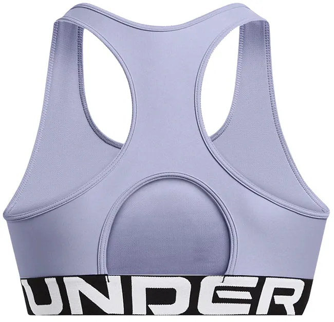 Under Armour Womens HeatGear Armour Mid Branded Sports Bra Celeste White